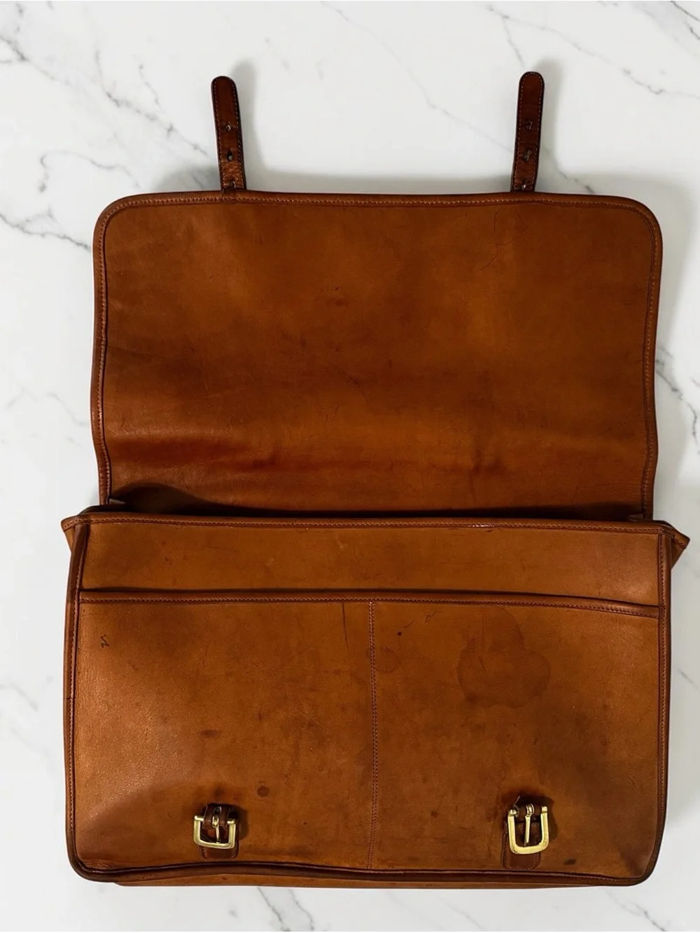 1980s COACH Cognac Leather Briefcase USA Vintage Bag Attache No. 028-8921